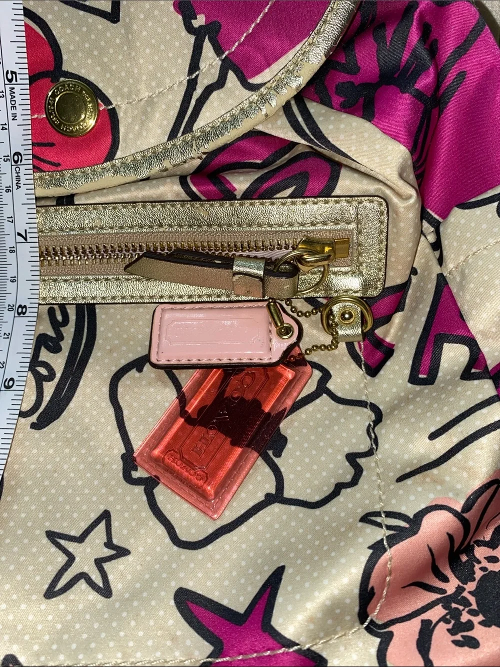 Coach Poppy Graffiti Floral Print Nylon Women's Backpack with Gold-Tone Accents